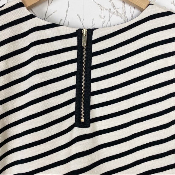 TALBOTS Cotton Knit Sheath Dress Black White Bias Stripe Pockets Sleeveless - Picture 8 of 12